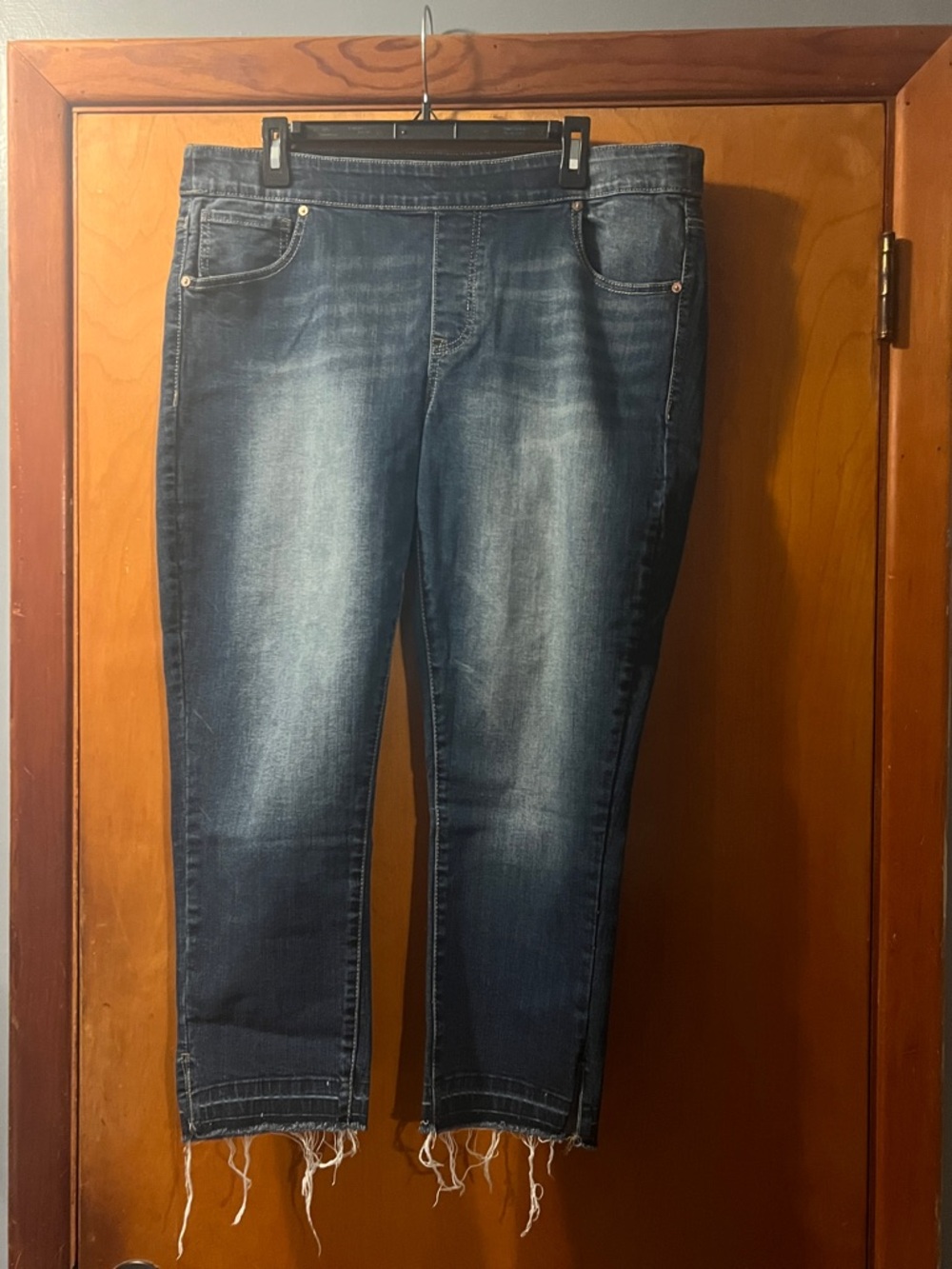 Maurices Dark Blue Distressed Ankle Jeans